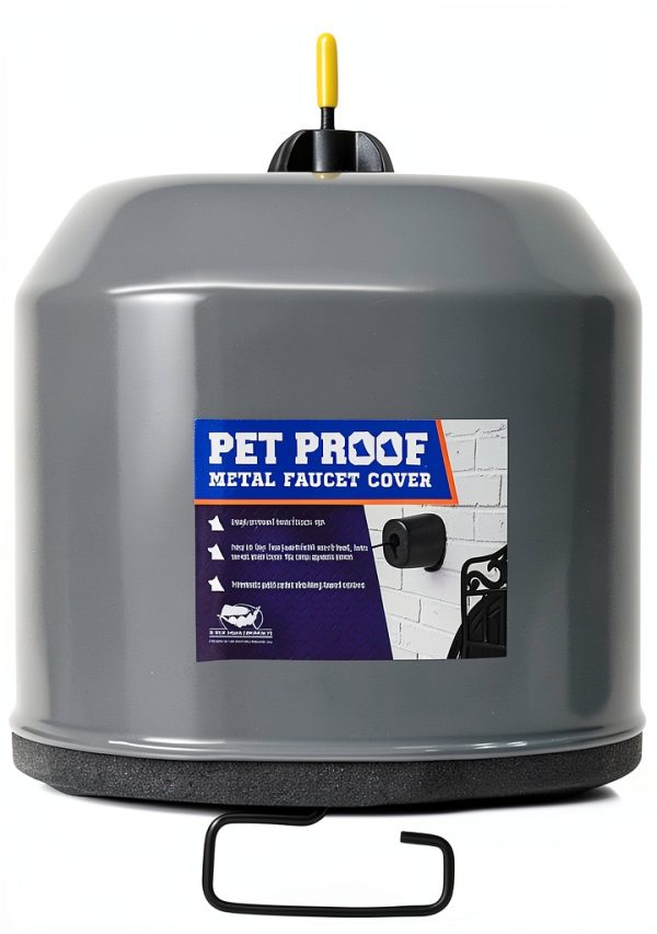 Pet Poof Outdoor Metal Faucet Cover - Gray Hose Bib Protector-0