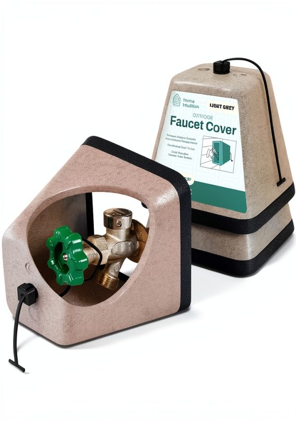 Outdoor Foam Faucet Cover Home Intuition Gray 2‑Piece Insulated Cover-0