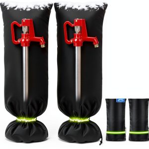 Bonviee 2-Pack Outdoor Faucet Covers For Winter- 35”H X 15”W- Insulated With Thick Cotton Waterproof Oxford Fabric and Reflective Strip for Freeze Protection Outdoor Faucets Hose Bibs-0