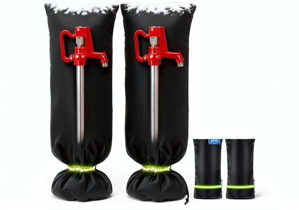 Bonviee 2-Pack Outdoor Faucet Covers For Winter- 35”H X 15”W- Insulated With Thick Cotton Waterproof Oxford Fabric and Reflective Strip for Freeze Protection Outdoor Faucets Hose Bibs-0
